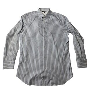 Banana Republic Men's Dress Shirt 16-16.5 L Slim Fit Non Iron Blue White Stripe